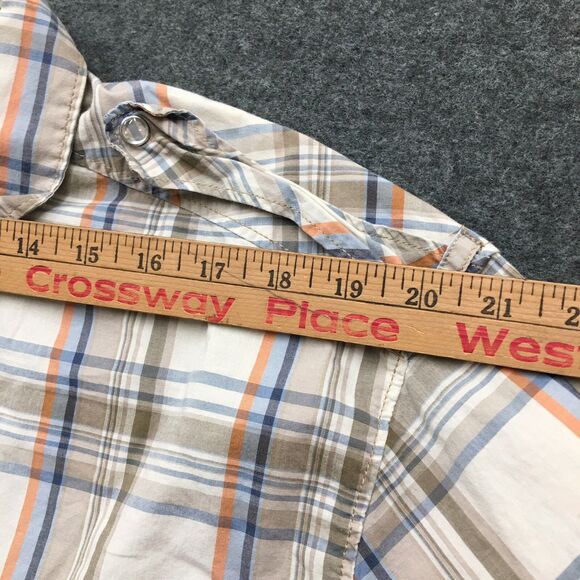 GUESS Western Shirt Men 2XL Beige Plaid Pearl Snap Coastal Cowboy Rodeo Country - Picture 11 of 14